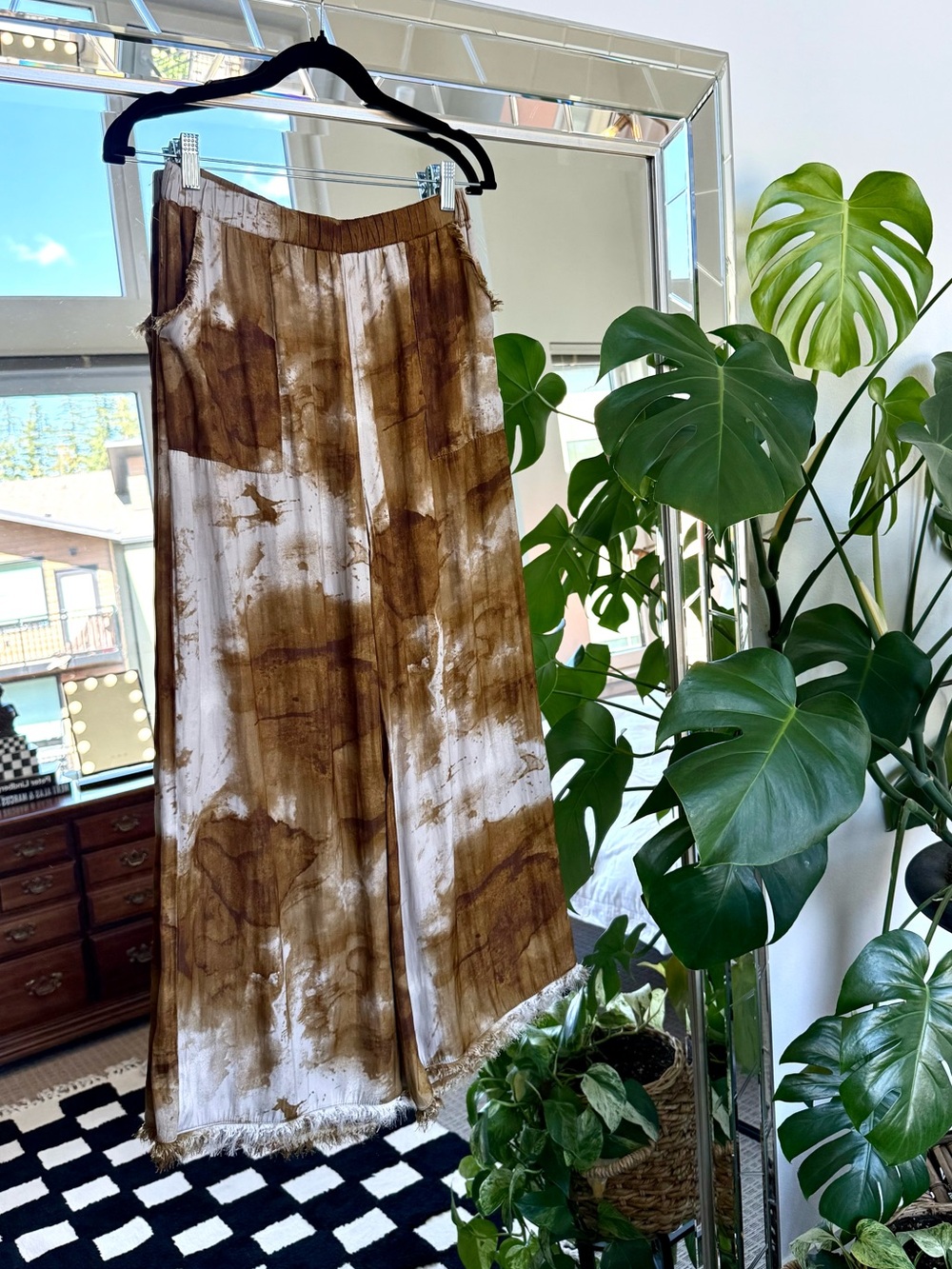grade & gather by Anthropologie | Wide Leg Satin Printed Pull-On Pants